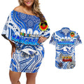 Custom North Melbourne Kangaroos NAIDOC Week 2024 Couples Matching Off Shoulder Short Dress and Hawaiian Shirt Mascot Football