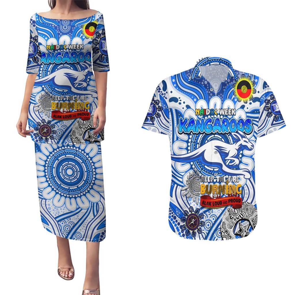 Custom North Melbourne Kangaroos NAIDOC Week 2024 Couples Matching Puletasi and Hawaiian Shirt Mascot Football