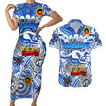 Custom North Melbourne Kangaroos NAIDOC Week 2024 Couples Matching Short Sleeve Bodycon Dress and Hawaiian Shirt Mascot Football