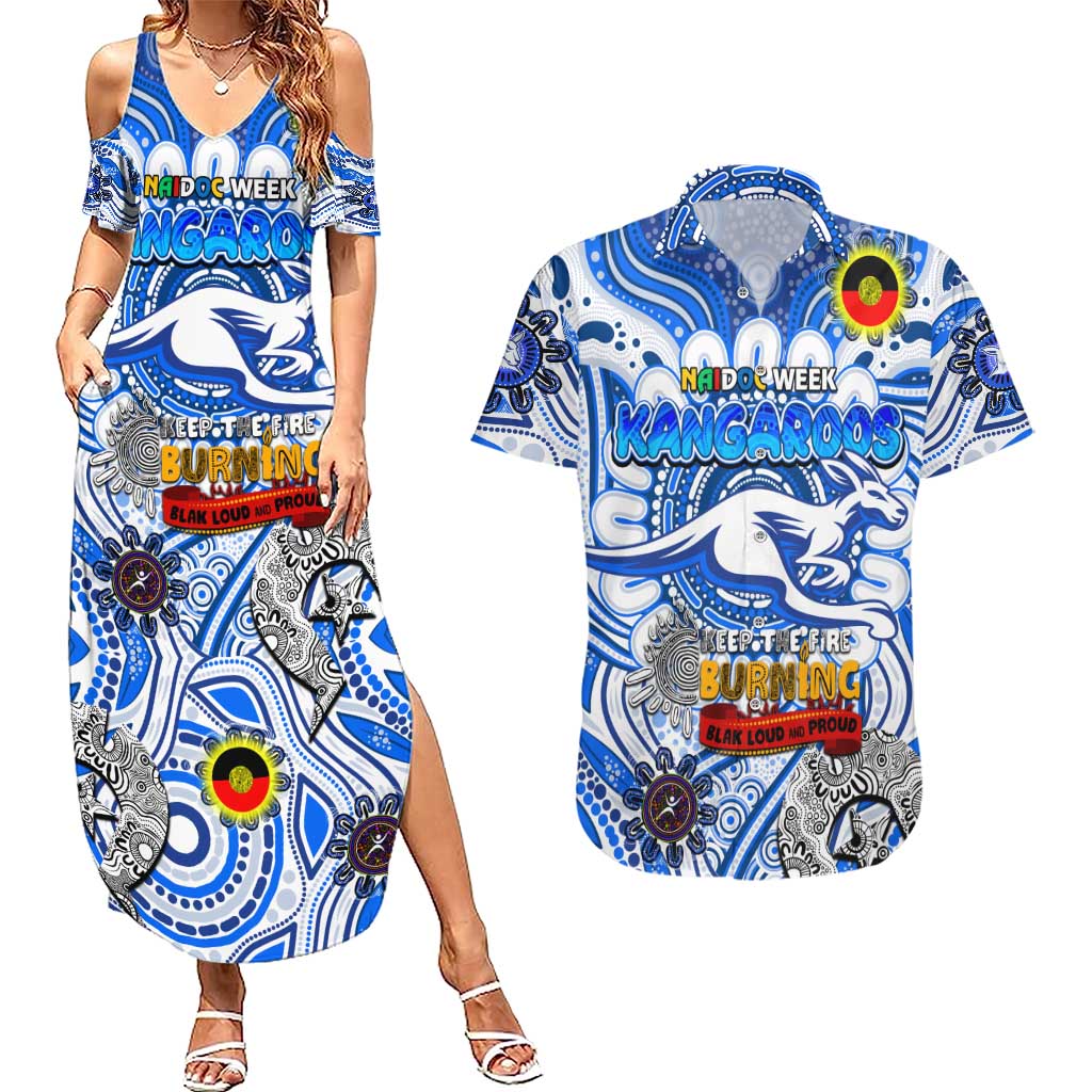 Custom North Melbourne Kangaroos NAIDOC Week 2024 Couples Matching Summer Maxi Dress and Hawaiian Shirt Mascot Football