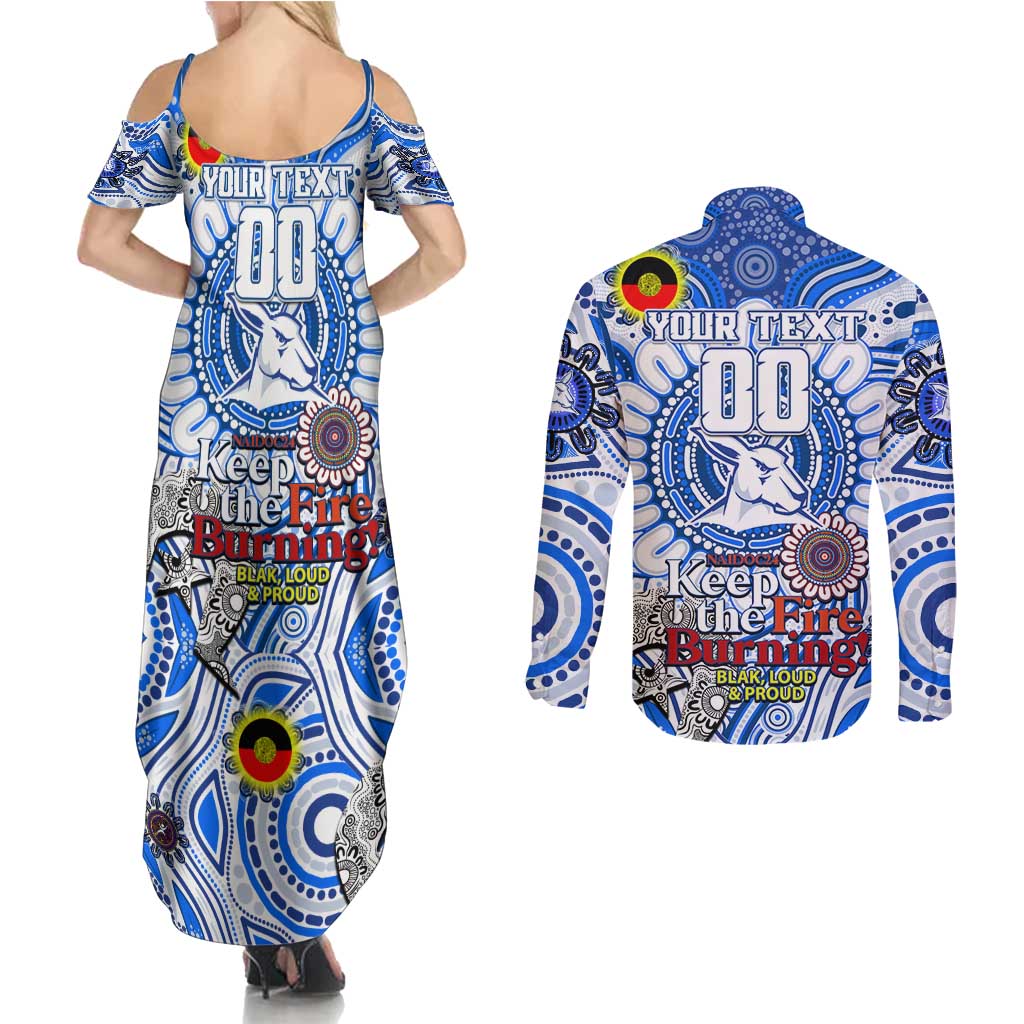 Custom North Melbourne Kangaroos NAIDOC Week 2024 Couples Matching Summer Maxi Dress and Long Sleeve Button Shirt Mascot Football