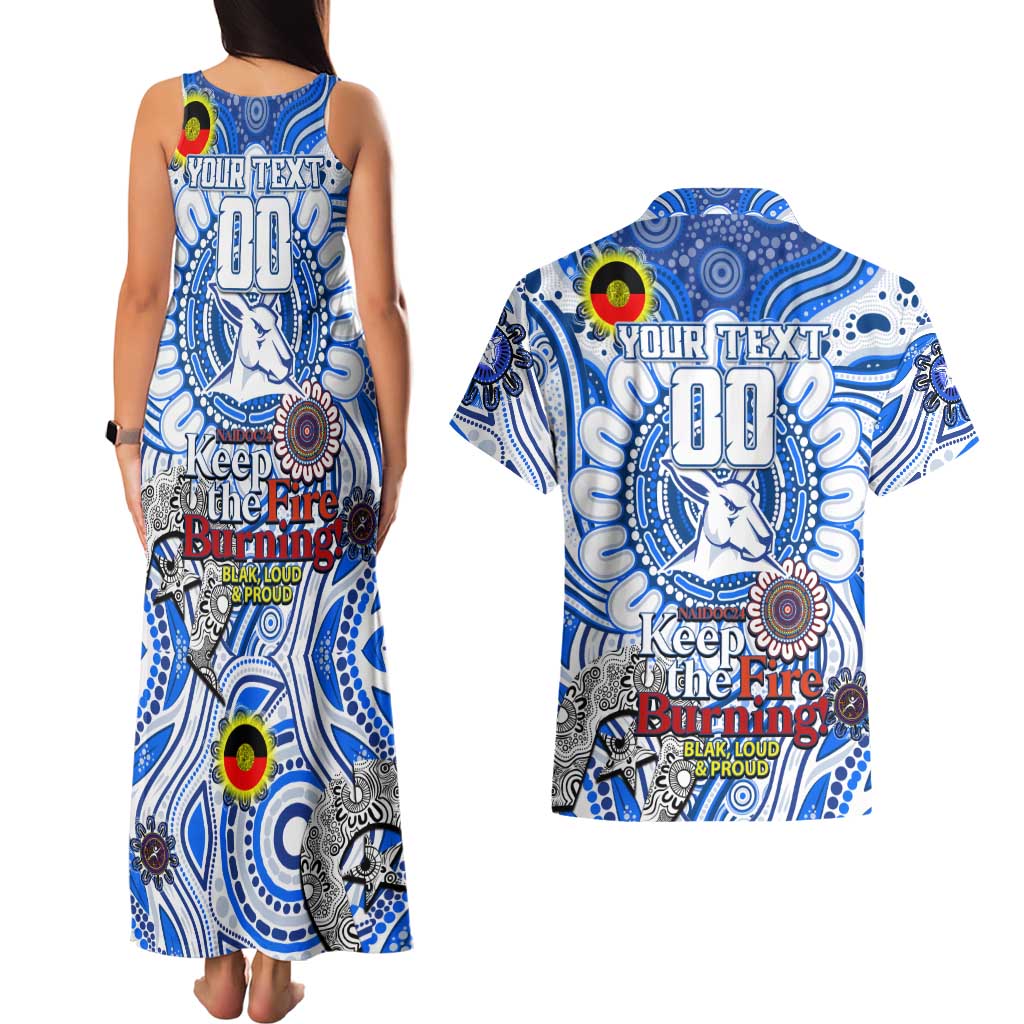 Custom North Melbourne Kangaroos NAIDOC Week 2024 Couples Matching Tank Maxi Dress and Hawaiian Shirt Mascot Football