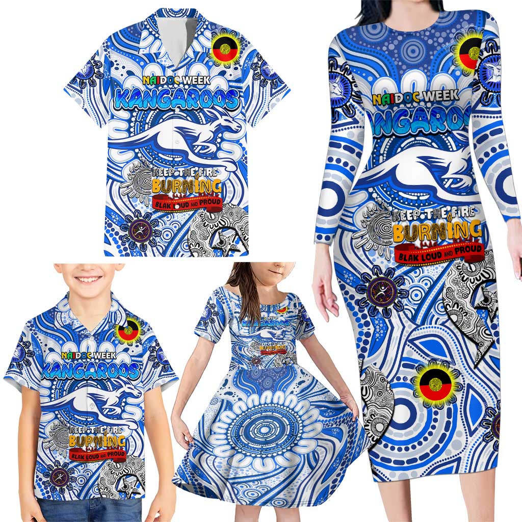 Custom North Melbourne Kangaroos NAIDOC Week 2024 Family Matching Long Sleeve Bodycon Dress and Hawaiian Shirt Mascot Football