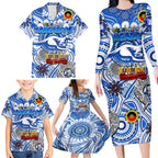 Custom North Melbourne Kangaroos NAIDOC Week 2024 Family Matching Long Sleeve Bodycon Dress and Hawaiian Shirt Mascot Football