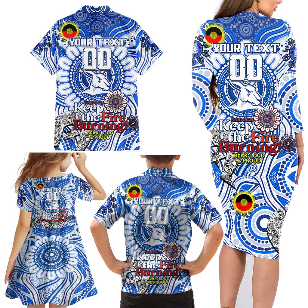 Custom North Melbourne Kangaroos NAIDOC Week 2024 Family Matching Long Sleeve Bodycon Dress and Hawaiian Shirt Mascot Football