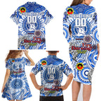 Custom North Melbourne Kangaroos NAIDOC Week 2024 Family Matching Long Sleeve Bodycon Dress and Hawaiian Shirt Mascot Football