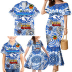Custom North Melbourne Kangaroos NAIDOC Week 2024 Family Matching Mermaid Dress and Hawaiian Shirt Mascot Football