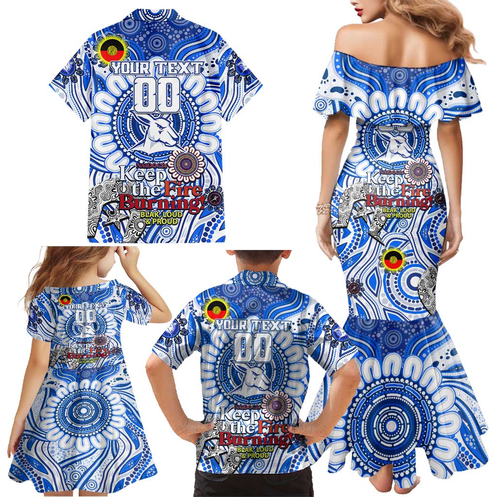 Custom North Melbourne Kangaroos NAIDOC Week 2024 Family Matching Mermaid Dress and Hawaiian Shirt Mascot Football