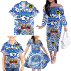 Custom North Melbourne Kangaroos NAIDOC Week 2024 Family Matching Off The Shoulder Long Sleeve Dress and Hawaiian Shirt Mascot Football