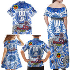 Custom North Melbourne Kangaroos NAIDOC Week 2024 Family Matching Off Shoulder Maxi Dress and Hawaiian Shirt Mascot Football