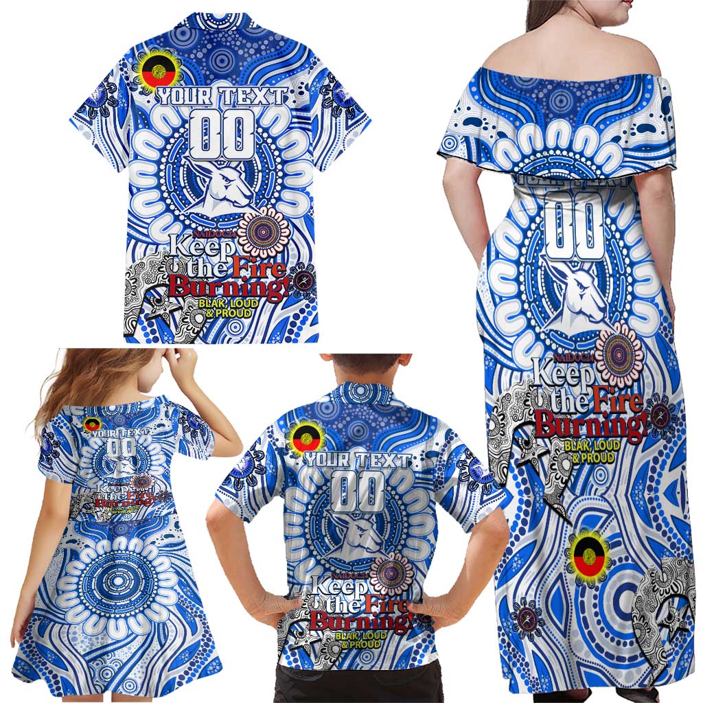 Custom North Melbourne Kangaroos NAIDOC Week 2024 Family Matching Off Shoulder Maxi Dress and Hawaiian Shirt Mascot Football