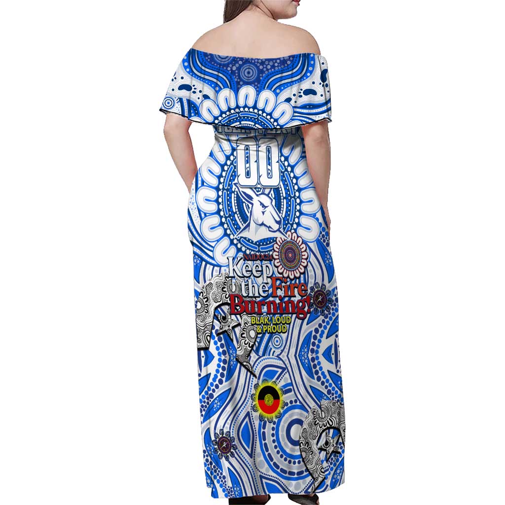 Custom North Melbourne Kangaroos NAIDOC Week 2024 Family Matching Off Shoulder Maxi Dress and Hawaiian Shirt Mascot Football