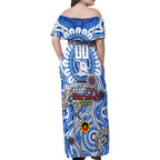 Custom North Melbourne Kangaroos NAIDOC Week 2024 Family Matching Off Shoulder Maxi Dress and Hawaiian Shirt Mascot Football