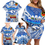 Custom North Melbourne Kangaroos NAIDOC Week 2024 Family Matching Off Shoulder Short Dress and Hawaiian Shirt Mascot Football