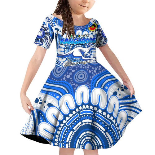 Custom North Melbourne Kangaroos NAIDOC Week 2024 Family Matching Off Shoulder Short Dress and Hawaiian Shirt Mascot Football