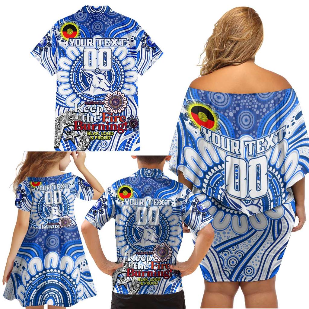 Custom North Melbourne Kangaroos NAIDOC Week 2024 Family Matching Off Shoulder Short Dress and Hawaiian Shirt Mascot Football