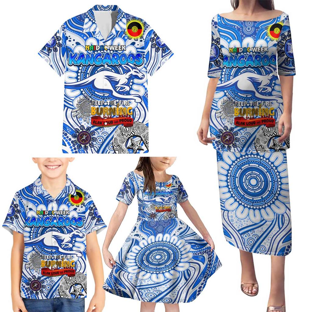Custom North Melbourne Kangaroos NAIDOC Week 2024 Family Matching Puletasi and Hawaiian Shirt Mascot Football