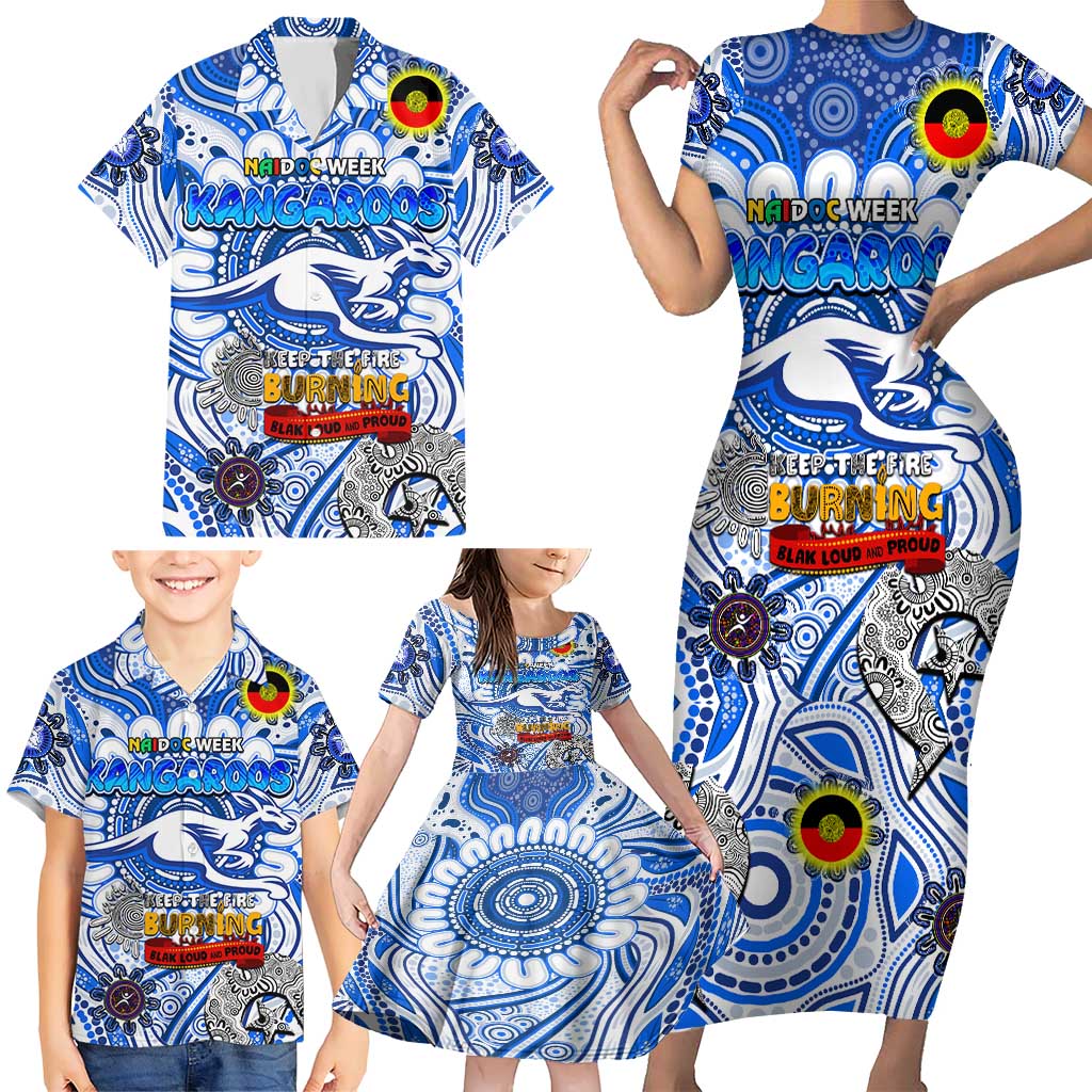 Custom North Melbourne Kangaroos NAIDOC Week 2024 Family Matching Short Sleeve Bodycon Dress and Hawaiian Shirt Mascot Football