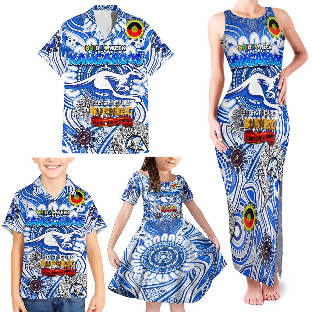 Custom North Melbourne Kangaroos NAIDOC Week 2024 Family Matching Tank Maxi Dress and Hawaiian Shirt Mascot Football
