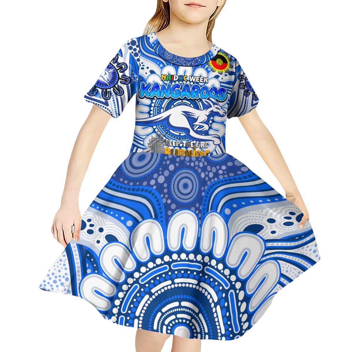 Custom North Melbourne Kangaroos NAIDOC Week 2024 Kid Short Sleeve Dress Mascot Football