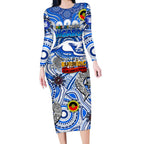 Custom North Melbourne Kangaroos NAIDOC Week 2024 Long Sleeve Bodycon Dress Mascot Football