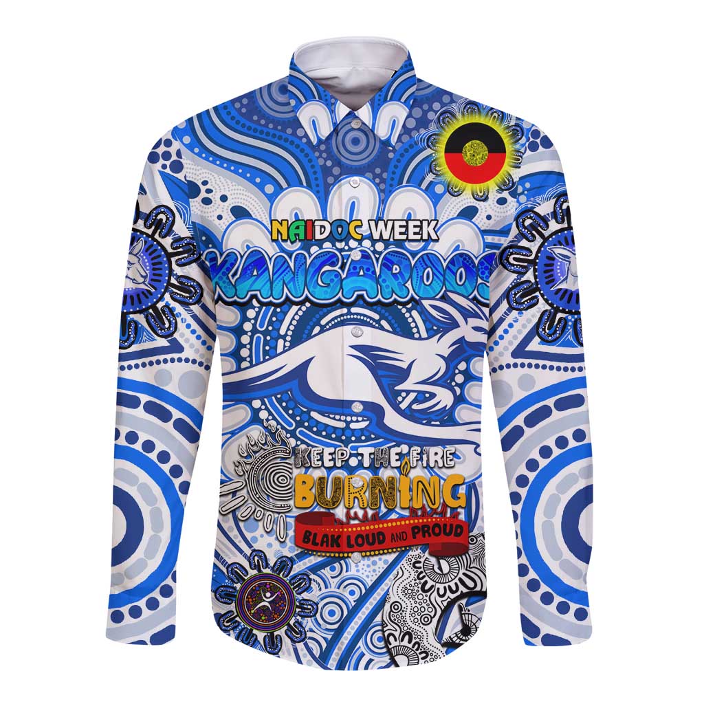 Custom North Melbourne Kangaroos NAIDOC Week 2024 Long Sleeve Button Shirt Mascot Football
