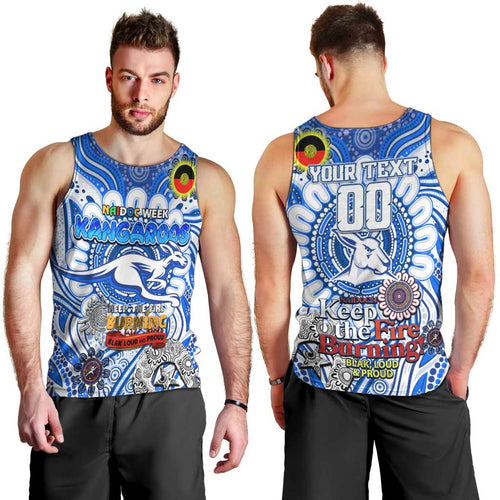 Custom North Melbourne Kangaroos NAIDOC Week 2024 Men Tank Top Mascot Football