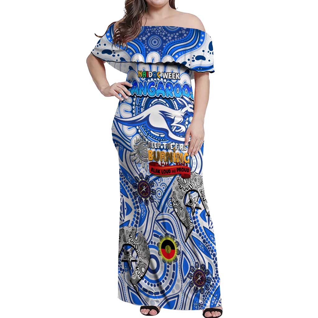 Custom North Melbourne Kangaroos NAIDOC Week 2024 Off Shoulder Maxi Dress Mascot Football
