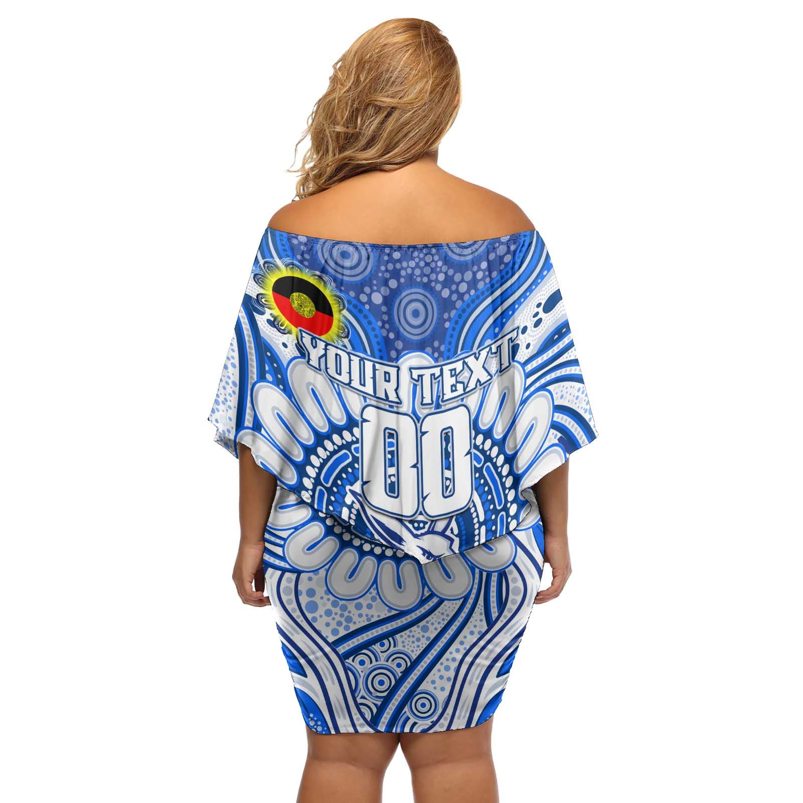 Custom North Melbourne Kangaroos NAIDOC Week 2024 Off Shoulder Short Dress Mascot Football