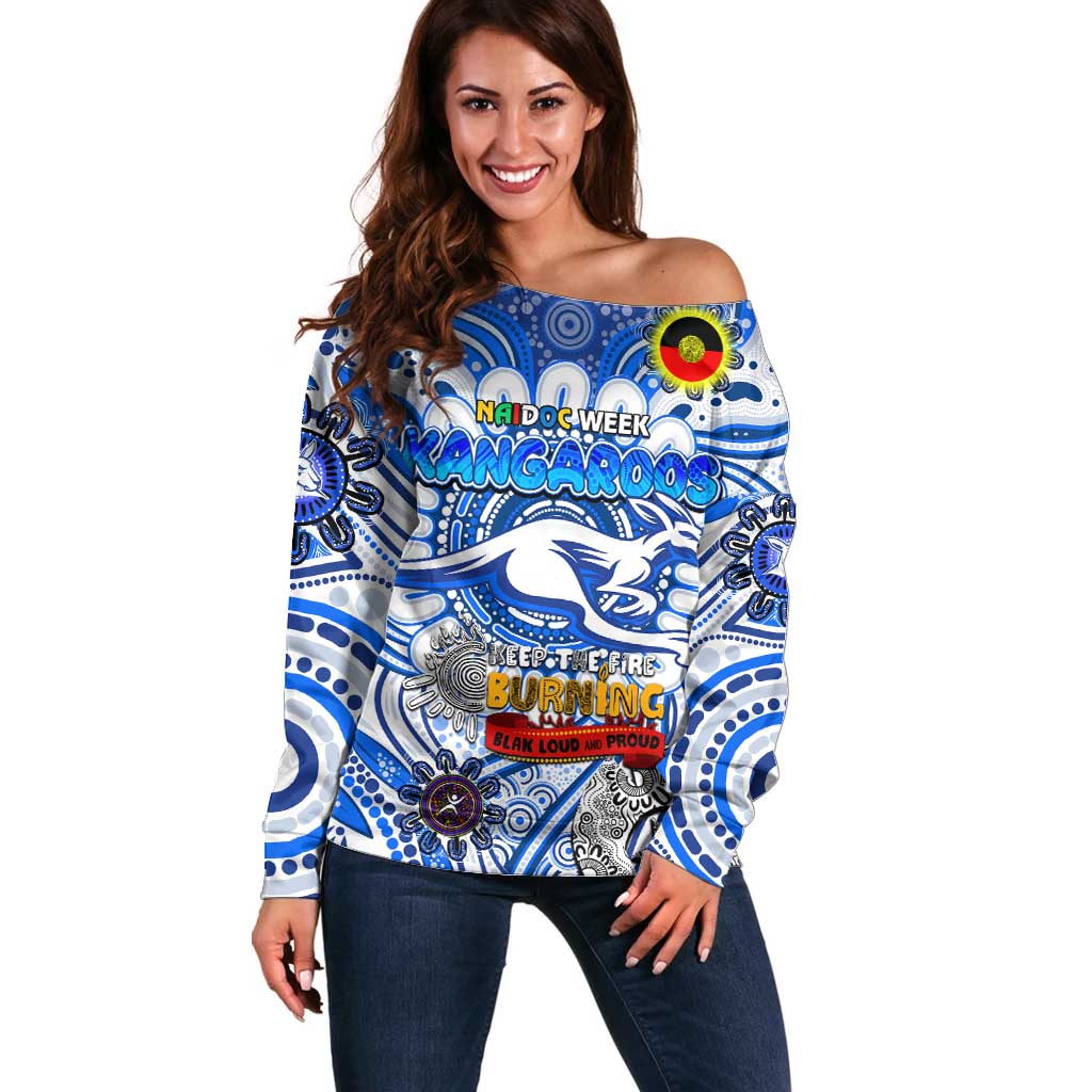 Custom North Melbourne Kangaroos NAIDOC Week 2024 Off Shoulder Sweater Mascot Football