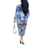 Custom North Melbourne Kangaroos NAIDOC Week 2024 Off The Shoulder Long Sleeve Dress Mascot Football