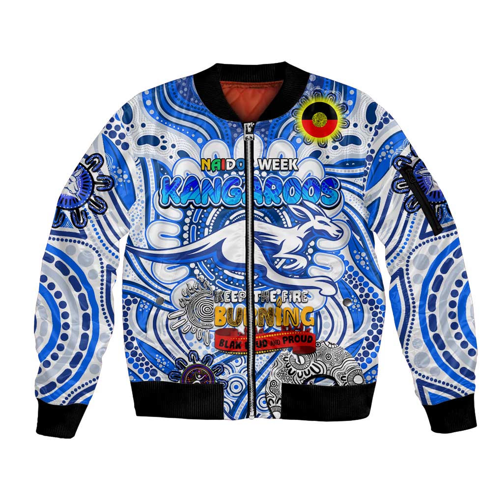 Custom North Melbourne Kangaroos NAIDOC Week 2024 Sleeve Zip Bomber Jacket Mascot Football