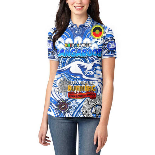 Custom North Melbourne Kangaroos NAIDOC Week 2024 Women Polo Shirt Mascot Football