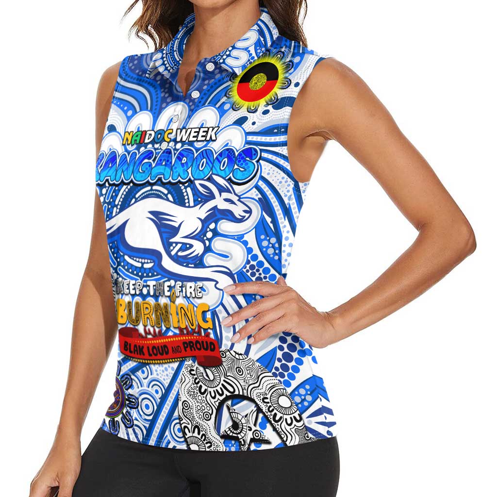 Custom North Melbourne Kangaroos NAIDOC Week 2024 Women Sleeveless Polo Shirt Mascot Football