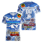 Custom North Melbourne Kangaroos NAIDOC Week 2024 Women V-Neck T-Shirt Mascot Football
