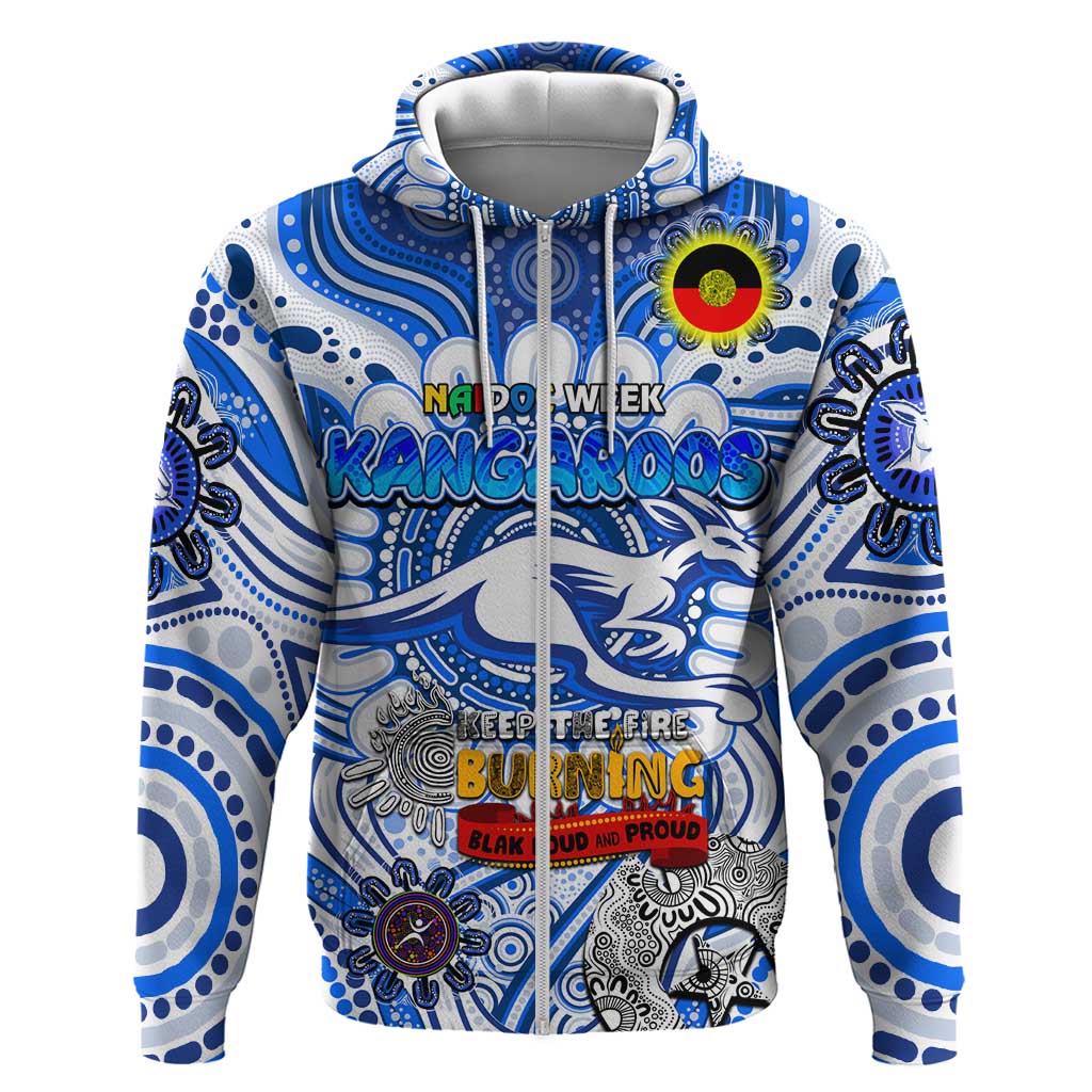Custom North Melbourne Kangaroos NAIDOC Week 2024 Zip Hoodie Mascot Football