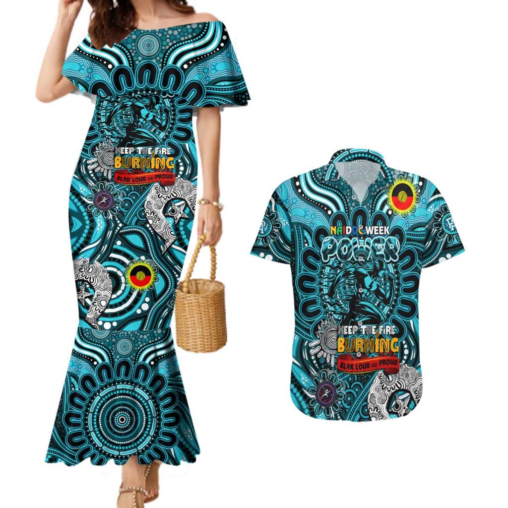 Custom Port Adelaide Power NAIDOC Week 2024 Couples Matching Mermaid Dress and Hawaiian Shirt Mascot Football