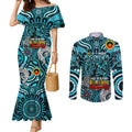 Custom Port Adelaide Power NAIDOC Week 2024 Couples Matching Mermaid Dress and Long Sleeve Button Shirt Mascot Football