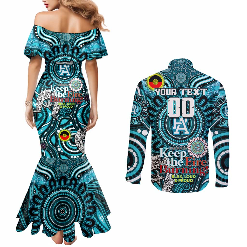 Custom Port Adelaide Power NAIDOC Week 2024 Couples Matching Mermaid Dress and Long Sleeve Button Shirt Mascot Football