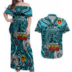 Custom Port Adelaide Power NAIDOC Week 2024 Couples Matching Off Shoulder Maxi Dress and Hawaiian Shirt Mascot Football