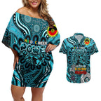Custom Port Adelaide Power NAIDOC Week 2024 Couples Matching Off Shoulder Short Dress and Hawaiian Shirt Mascot Football