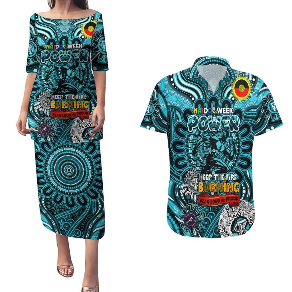Custom Port Adelaide Power NAIDOC Week 2024 Couples Matching Puletasi and Hawaiian Shirt Mascot Football