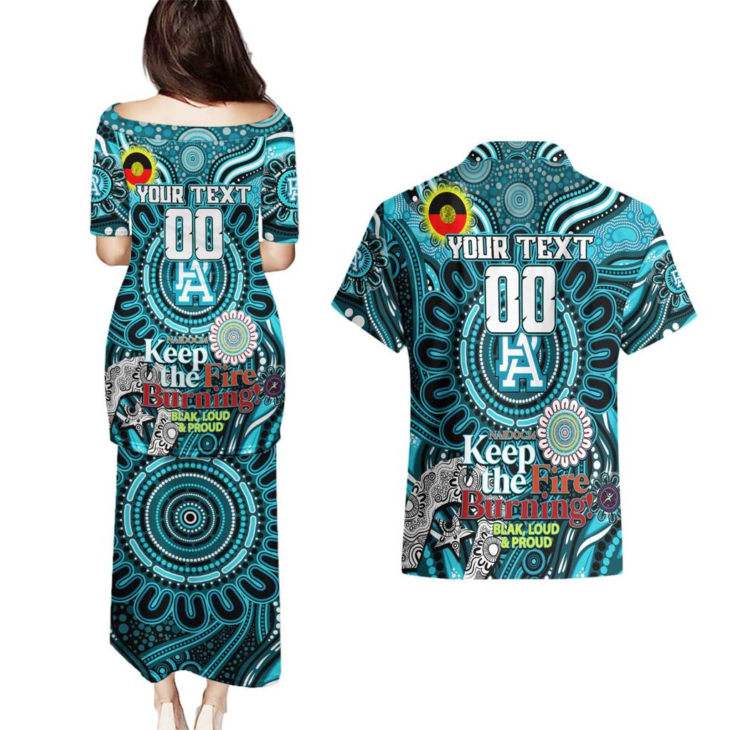 Custom Port Adelaide Power NAIDOC Week 2024 Couples Matching Puletasi and Hawaiian Shirt Mascot Football