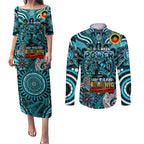 Custom Port Adelaide Power NAIDOC Week 2024 Couples Matching Puletasi and Long Sleeve Button Shirt Mascot Football
