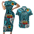 Custom Port Adelaide Power NAIDOC Week 2024 Couples Matching Short Sleeve Bodycon Dress and Hawaiian Shirt Mascot Football