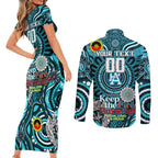 Custom Port Adelaide Power NAIDOC Week 2024 Couples Matching Short Sleeve Bodycon Dress and Long Sleeve Button Shirt Mascot Football