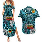Custom Port Adelaide Power NAIDOC Week 2024 Couples Matching Summer Maxi Dress and Hawaiian Shirt Mascot Football