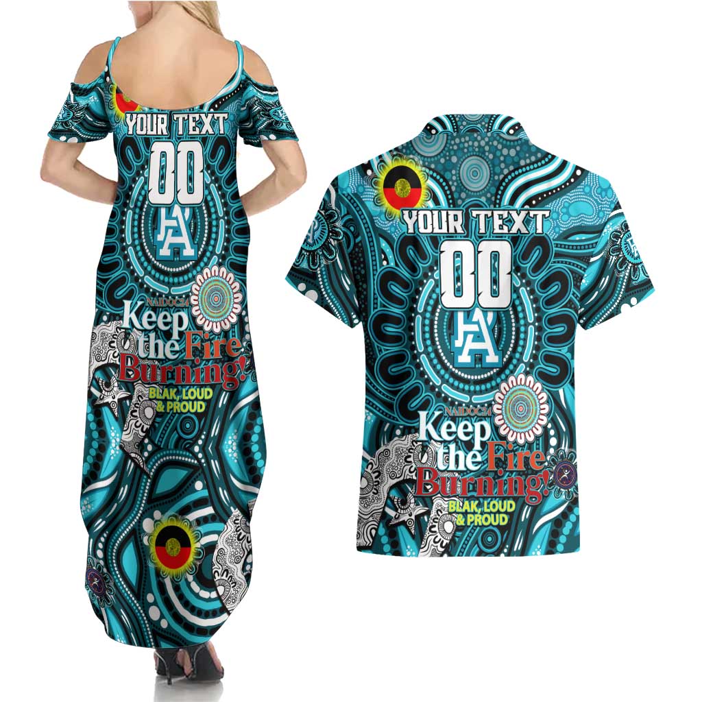 Custom Port Adelaide Power NAIDOC Week 2024 Couples Matching Summer Maxi Dress and Hawaiian Shirt Mascot Football