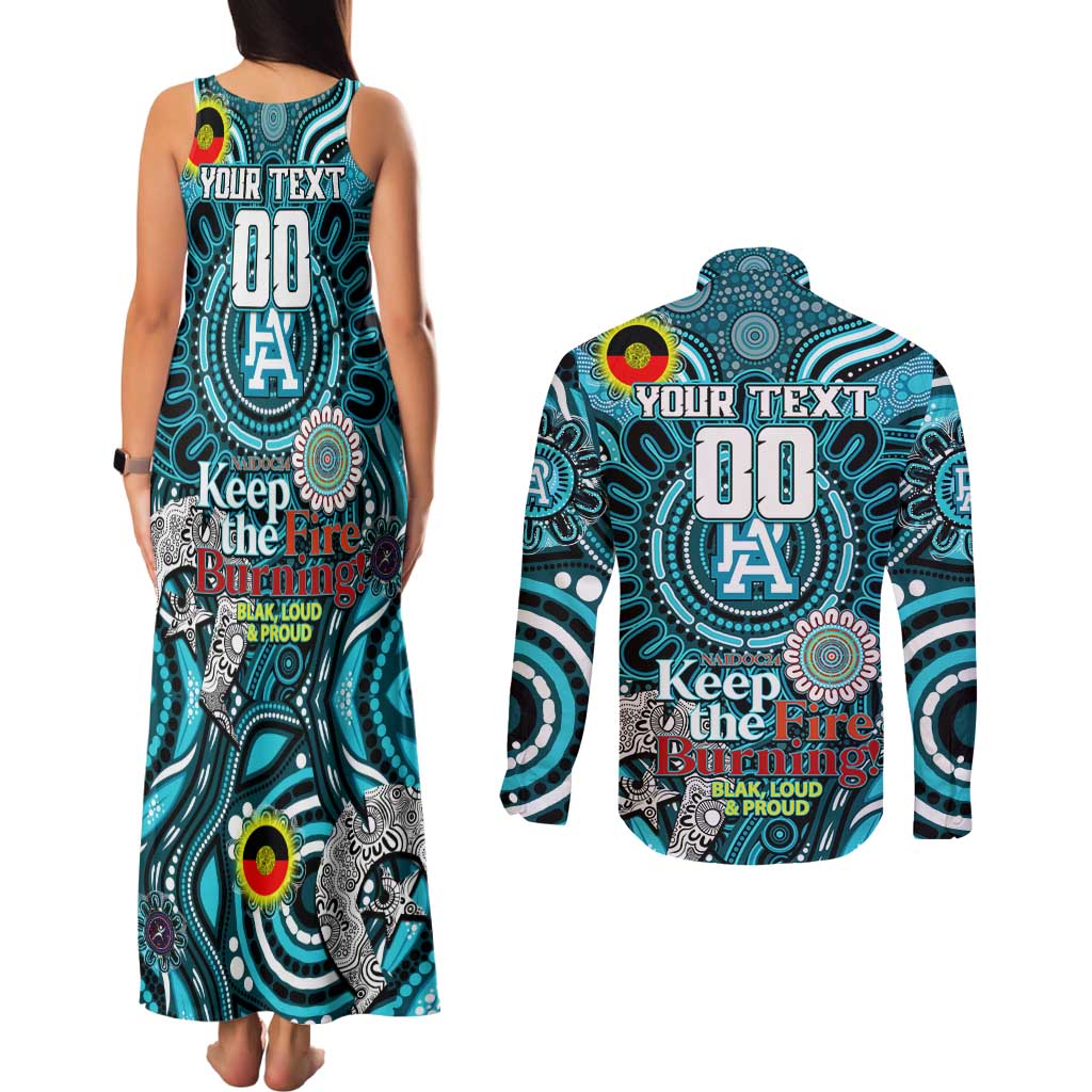 Custom Port Adelaide Power NAIDOC Week 2024 Couples Matching Tank Maxi Dress and Long Sleeve Button Shirt Mascot Football