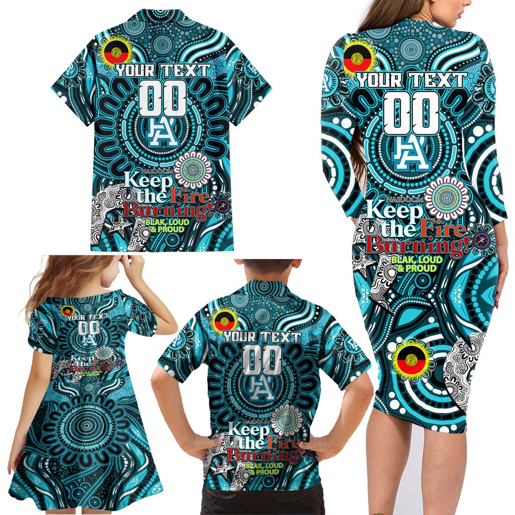 Custom Port Adelaide Power NAIDOC Week 2024 Family Matching Long Sleeve Bodycon Dress and Hawaiian Shirt Mascot Football
